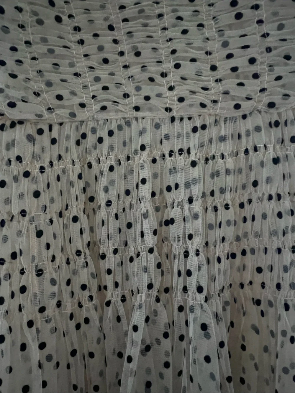 Doen Pamelina Nude Tulle Dress with flocked Black Polka Dots - Picture 4 of 4